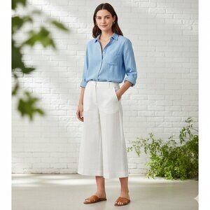Aritzia Babaton Tahoma Pant High rise Linen Culottes Wide Leg Crop Trouser White